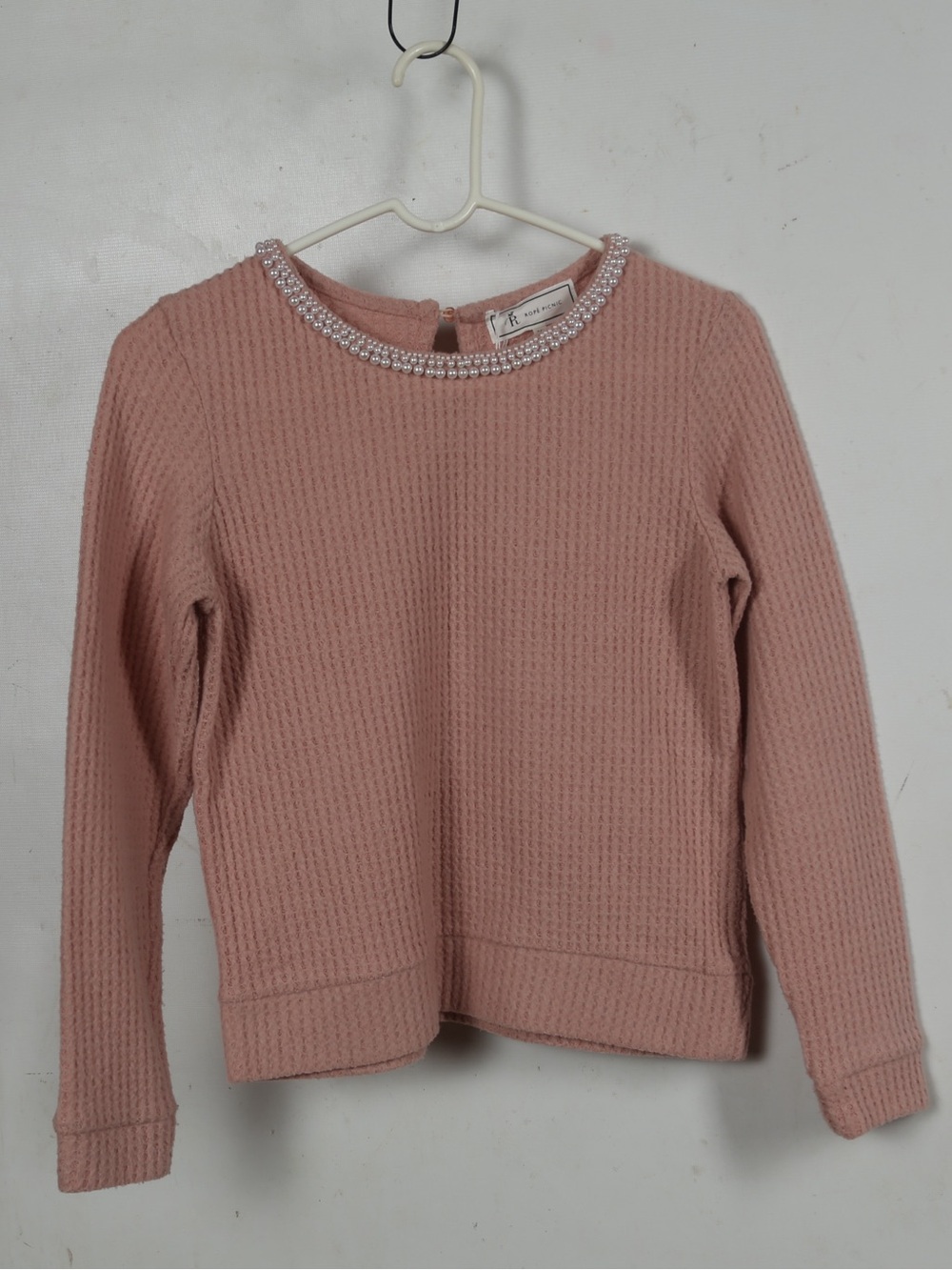 Women’s Waffle-Knit Jewel-Trim Sweatshirt - Blush Pink
